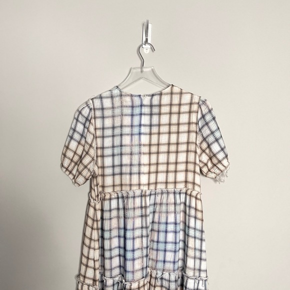 R13 Plaid Tiered Shredded Relaxed Midi Dress Size S - Picture 11 of 14